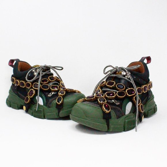 GUCCI #41545 Flashtrek Sneakers with Removable Crystals (US 6.5 EU 36.5) - Picture 1 of 10